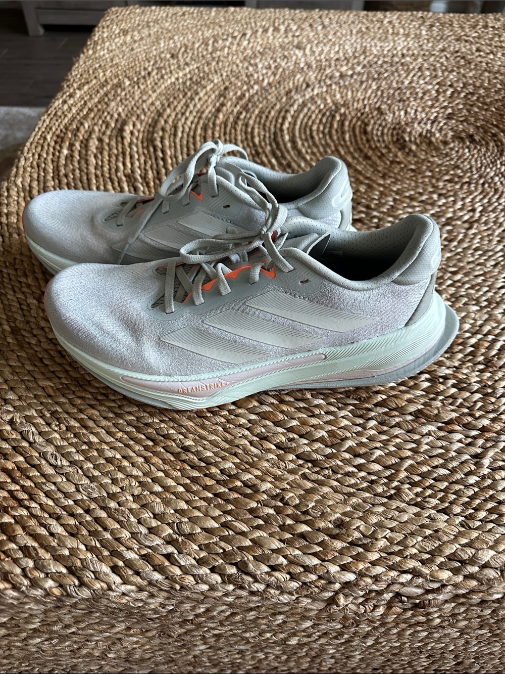 Adidas women’s size 8 Light Gray Women's Running Sneakers with Subtle Coral trim
